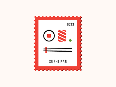 Sushi Bar daily postage food icon japan postage sashimi stamp sushi vector