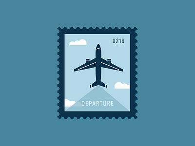 Departure air plane cloud daily postage icon plane postage sky stamp transportation travel vector