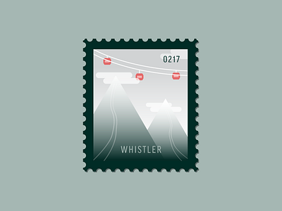 Whistler canada daily postage gondola icon mountain postage ski stamp vector