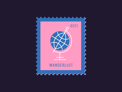 Wanderlust daily postage design flat design globe graphic icon illustration postage stamp travel vector