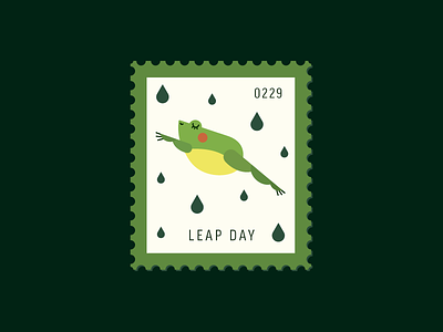 Leap Day daily postage flat icon frog graphic design icon illustration leap postage stamp vector
