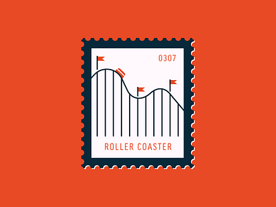 Roller Coaster amusement park daily postage graphic design icon illustration postage roller coaster stamp theme park vector