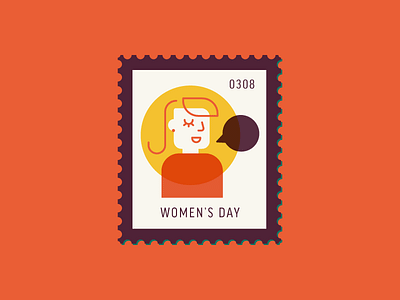 Women's Day character daily postage design graphic icon illustration postage stamp vector woman