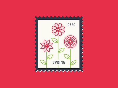 Spring daily postage flat icon floral flower icon illustration leaf line illustration postage stamp