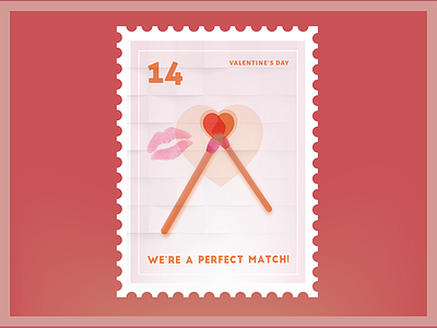 We're A Perfect Match Stamp handlettering handtype illo illustration stamp type typespiration typespire typography valentines vday vector