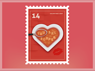 You Are Souper Stamp alphabet handlettering heart illo illustration soup stamp type typography valentines vday vector