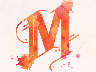 M | Dropcap dropcap illustrator orange photoshop texture vector watercolor