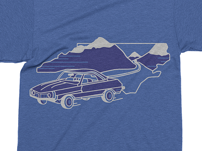 50 States Apparel | Free Ride Tee blue car design illustration mountains northcarolina oldies south tshirt vector