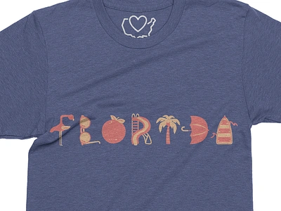 50 States Apparel | Florida Dropcaps Tee florida handlettering handtype illo illustration sunshine dropcap type typespiration typespire typography vector