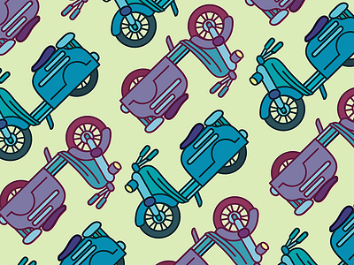 Slow Your Roller automobile blue car illustration illustrator moped pattern patternmaking speed