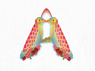 Love Birds | A Dropcap birds colorful illo illustration illustrator nature pattern patterning patternmaking photoshop vector
