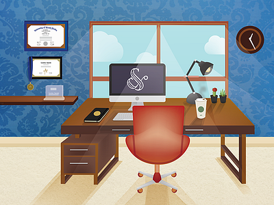 Workspace | Day daytime degree design furniture illo illustration industrial realistic space type typography work