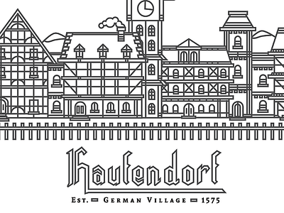 Haufendorf Village | Germany architecture blackletter building germany handletter illo illustration lineart summer type vector village