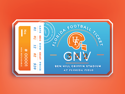 UF Football Ticket football game helmet orange ticket type typography uf