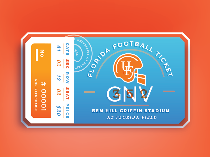 UF Football Ticket by Caroline Staniski on Dribbble