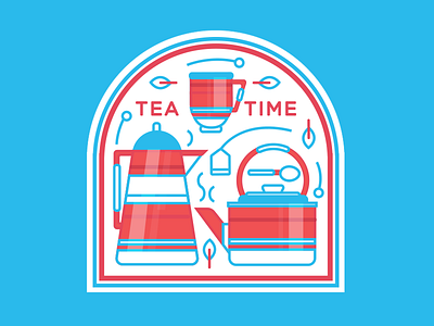 Tea Time britain england illustration kettle red summer tea teapot uk