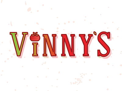 Vinny's flavorful food tomato type typography
