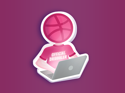 The Official Dribbbler Sticker design dribbbler laptop pink playoff sticker stickermule vector