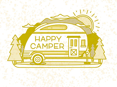 Happy Camper camper camping carolina glamping gold happy mountains sunshine trees typography