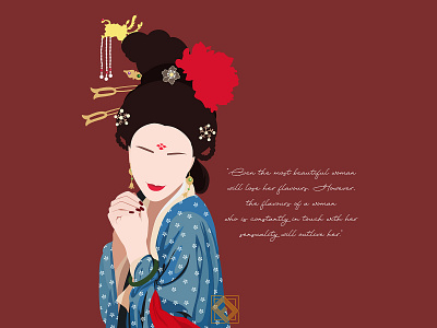 🌺 The Woman 🌺 art china chinese design digital flatcolor illustration minimalist potrait woman