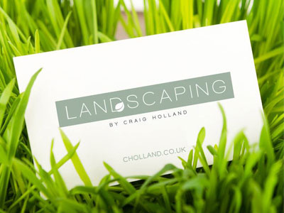 Landscaping by Craig Holland business card brand business card gardening green landscaping leaf logo luxury white white space
