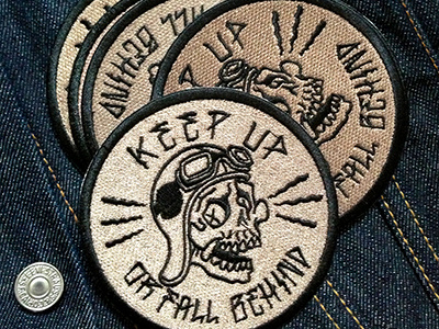 Patch IDLEHAND - KEEP UP or FALL BEHIND biker jacket motorcycle patch skull