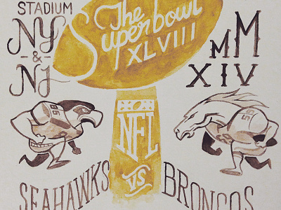 Super Bowl XLVIII broncos football letterer lettering mascot nfl poster seahawks super bowl