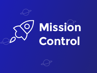 Mission Control blue brand concept gradient rocket sans serif space startup