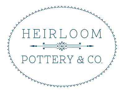 Heirloom Pottery & Co. 1920s blue brand ceramics identity logo pottery slab serif small business