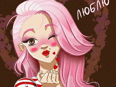 Angel of love anime cartoon character digital drawing girl illustration love