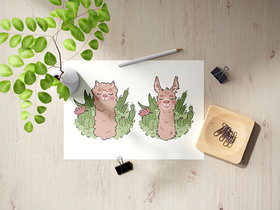 Pastel Alpaca/Llama character design children illustration sticker tattoo