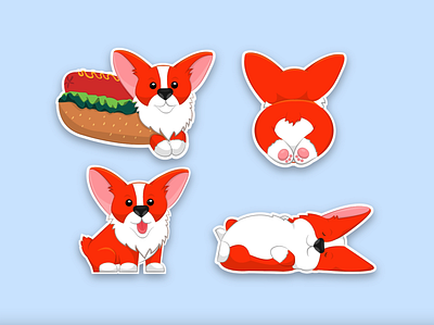 Stickers for Telegram animals corgi illustration stickers telegram ui web design