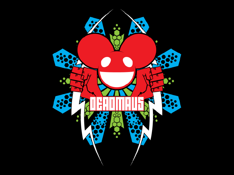 Deadmau5 New Year Shirt Design (2011) flat mask hands bolt lightning bolt lightning snowflake hexagon white redisign lime cyan 2011 new year deadmau5