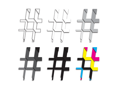 Hashtag Style Concepts angles black black white cuts cyan drop shadow gray grey hashtag hashtags lines magenta slice typograpghy white yellow