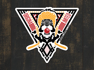 Clown - Original Limited Sticker barber black branding clown decal design flat ghost hair hip hop head illustration nose original limited razor red sticker typography vector white yellow