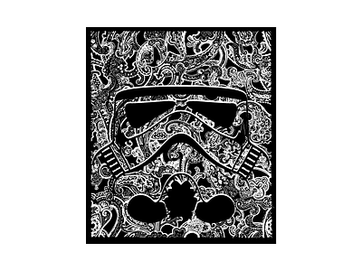 Paisley Trooper black black and white disney flat illustration jedi paisley pattern sith starwars stormtrooper vector white