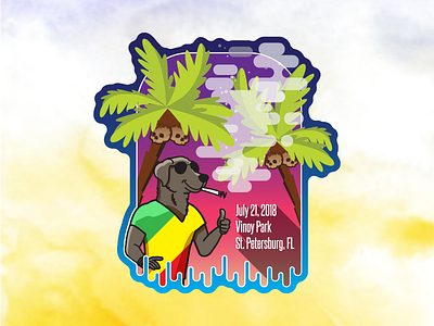 Reggae Rise Up 2018 (Collab Sticker) bojack horseman coconut collaboration friends mr peanut butter music festival palm tree raggae rasta reggae rise up skulls smoke st pete sticker tampa vector