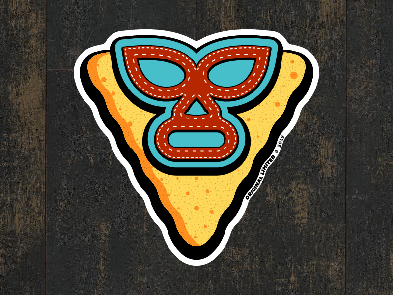 Nachoooooo - Original Limited Sticker ignacio eagle luchadore sticker movie food snack lucha libre illustration tortilla chip wrestling luchador flat vector original limited jablinksi jack black nacho libre