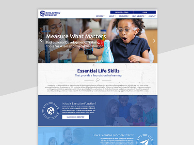 Reflection Sciences Homepage Mockup children homepage learning mockup website