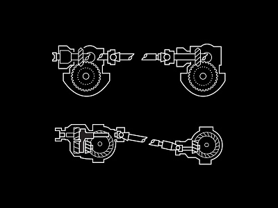 Driveline illustration clean gears illustration line drawing mack truck trucking