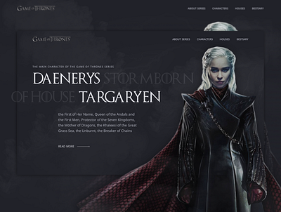 Daenerys Targaryen | Web screen/page daenerys targaryen design game of thrones longread ui webpage webscreen