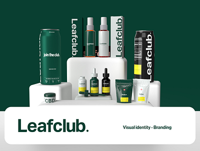 Leafclub. art branding cannabis cbd design drink green logo minimal modern natural nature portfolio print product spray thc visual identity weed