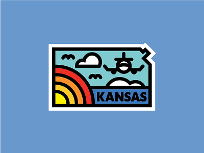 Kansas airplane birds cloud kansas logo ozarks state sun thicklines thshirt