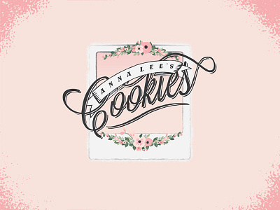 Anna Lee's Cookies (final) brand cookie custom flowers logo pastel pink polaroid typeface typography