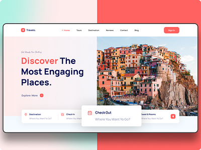 Travelo Landing Page agency branding colorful curvedesign design design inspiration landingpage servicepage travel travelagency travelwebsite trend trendy uiuxdesign uuiux