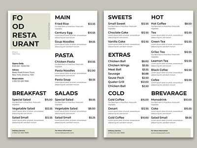 Menu Card Design creative design eye catchy graphic design menu restaurant