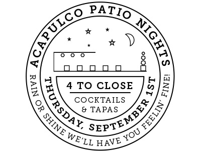 Patio Nights Badge badge flat design logo promo restaurant tapas
