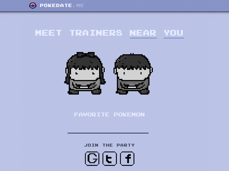 Pokedate.me pokemon go pixel art pixel dating social gaming pokemongo pokemon