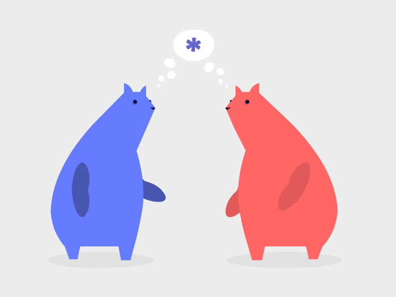 Bear Thoughts cartoon animals blue red minimalist vector illustration knack bear bears