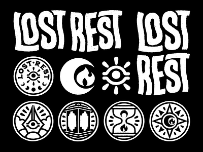 Lost Rest Initial Branding badge design branding branding elements digital art drawing hand drawn hand drawn logo hand drawn type hand lettering icon design identity design illustration logo procreate symbols